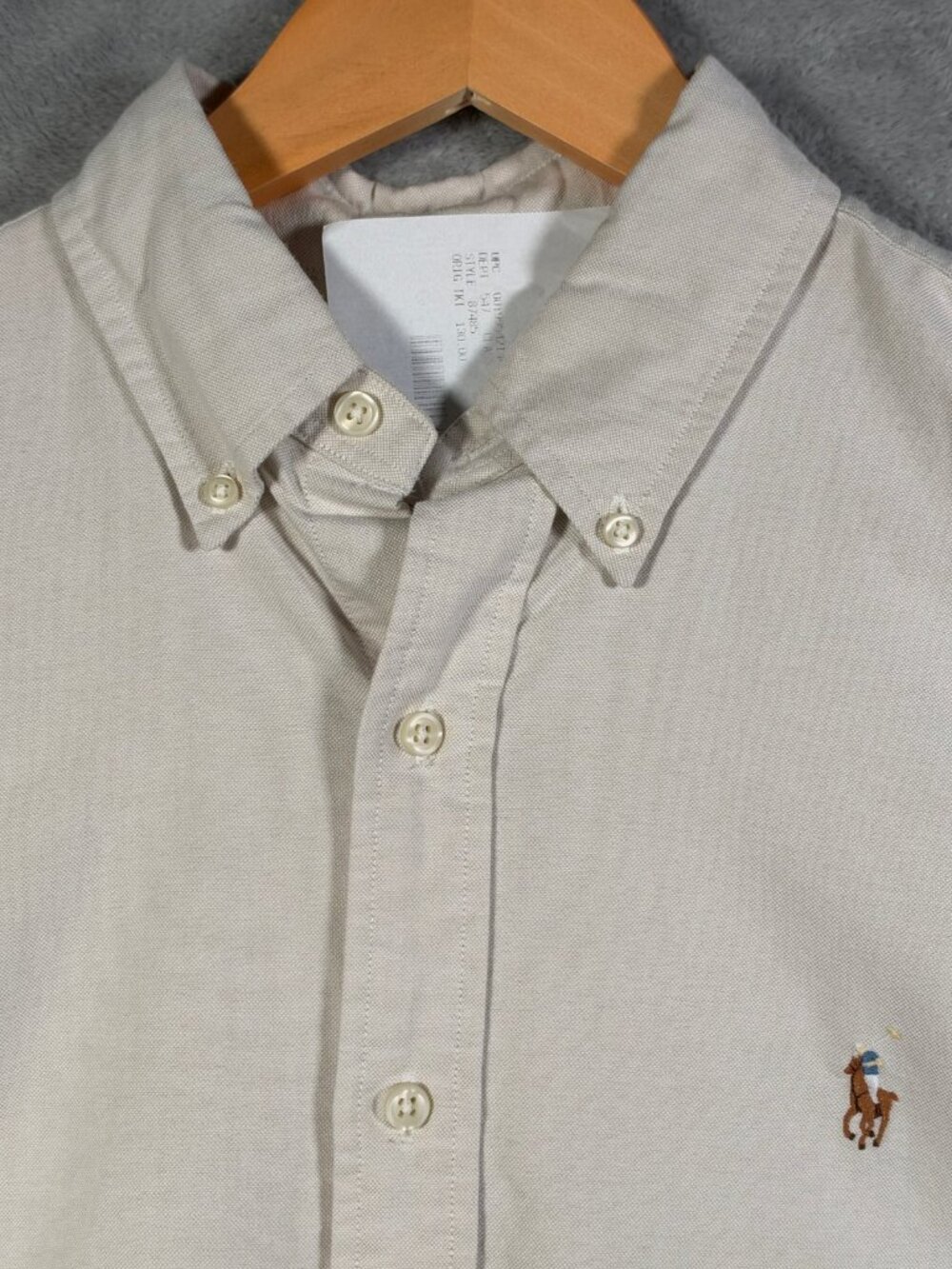 Polo Ralph Lauren Button Up Shirt Mens M Beige Oxford Custom Fit 87485 $130